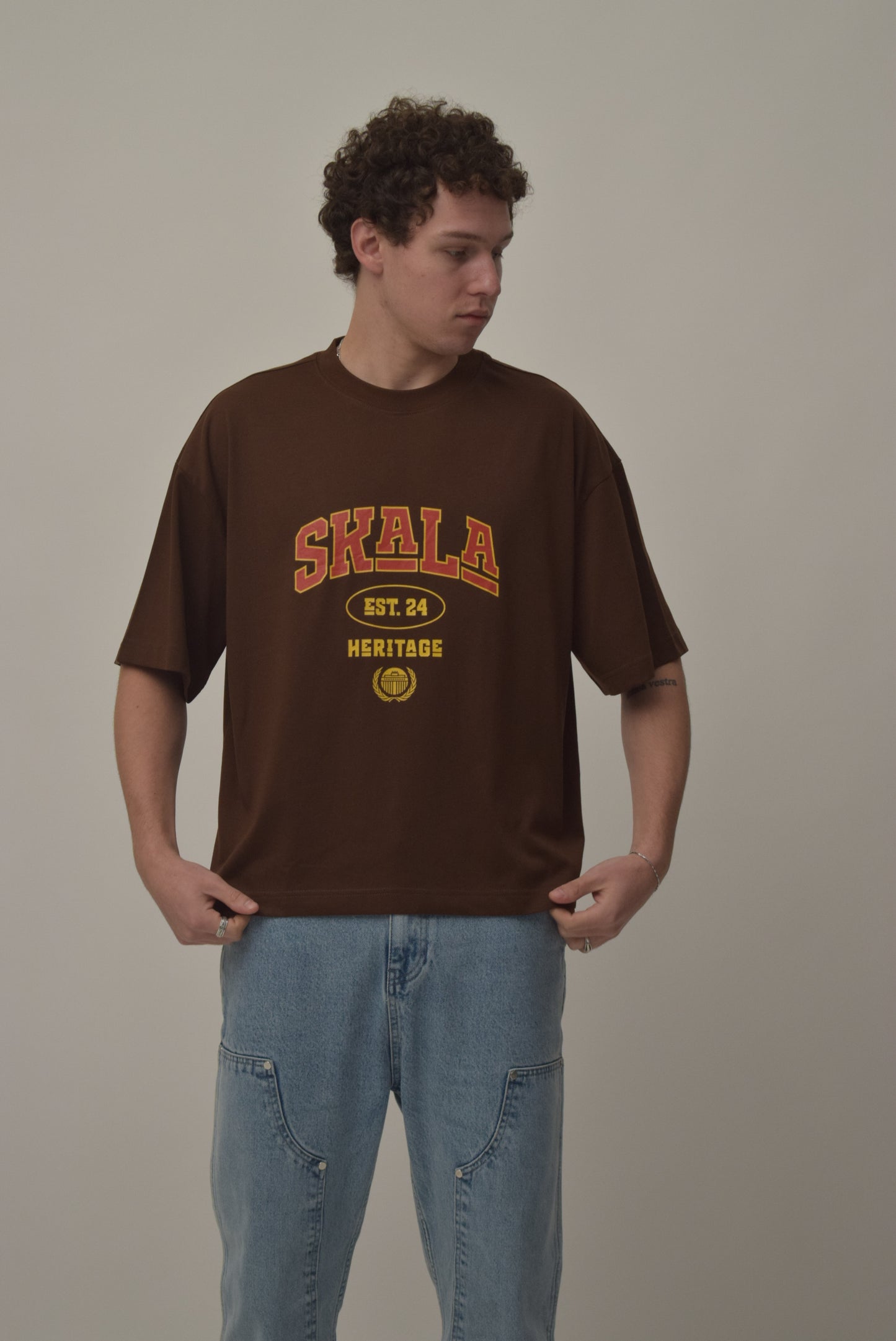 Varsity crop T-Shirt 250 GSM - Mocha Brown