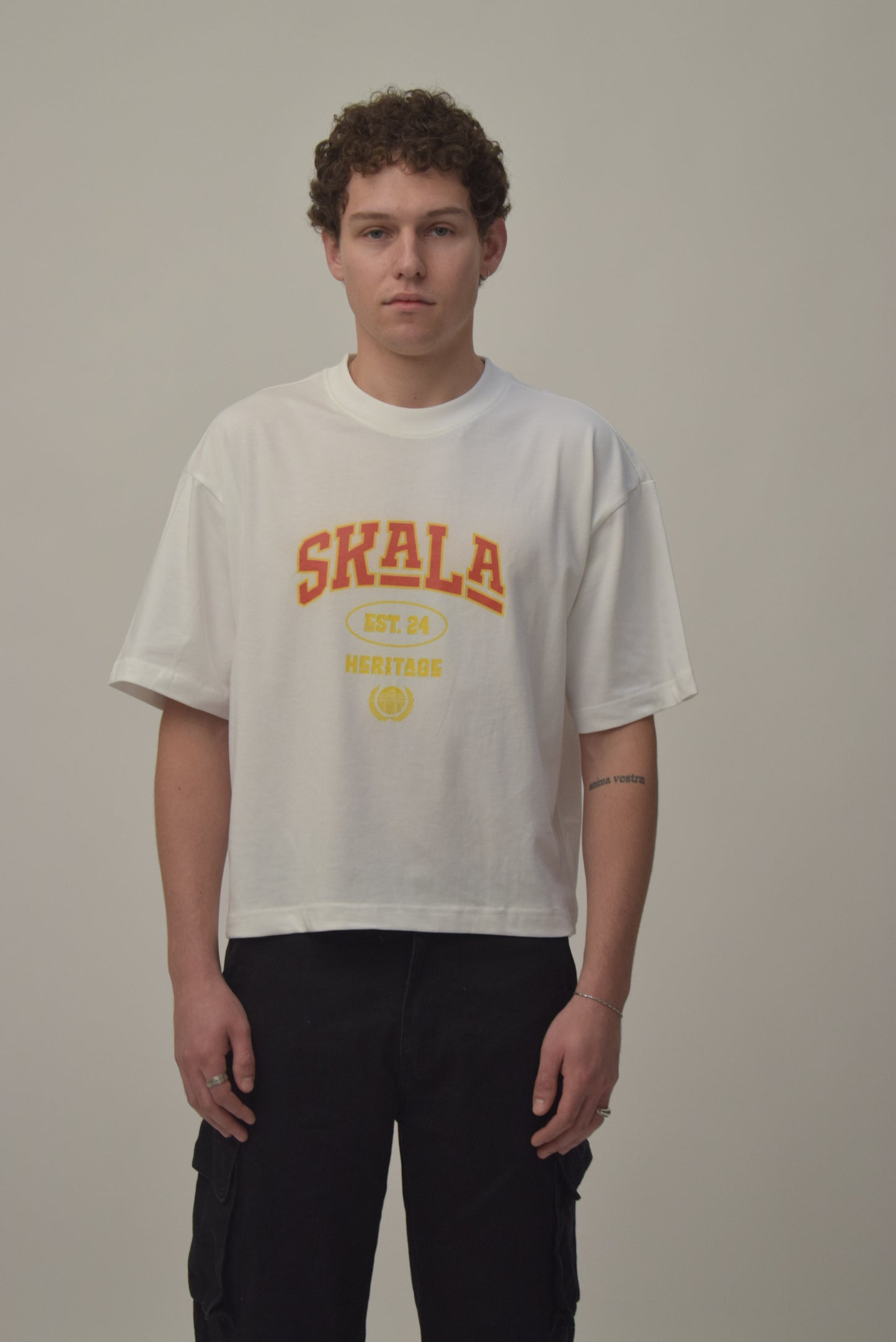 Varsity crop T-Shirt 250 GSM - White