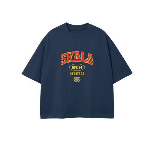 Navy Varsity Crop T-Shirt — Front
