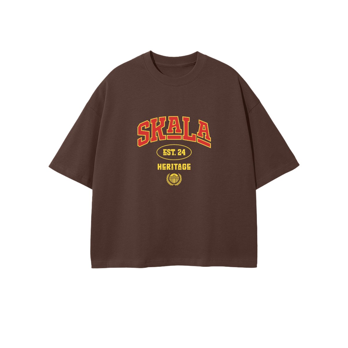 Brown Varsity Crop T-Shirt — Front