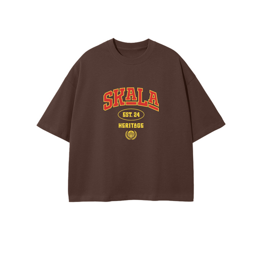 Brown Varsity Crop T-Shirt — Front