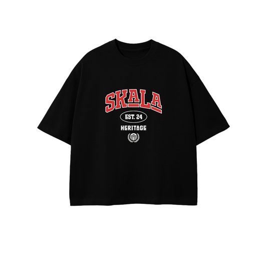 Black Varsity Crop T-Shirt — Front