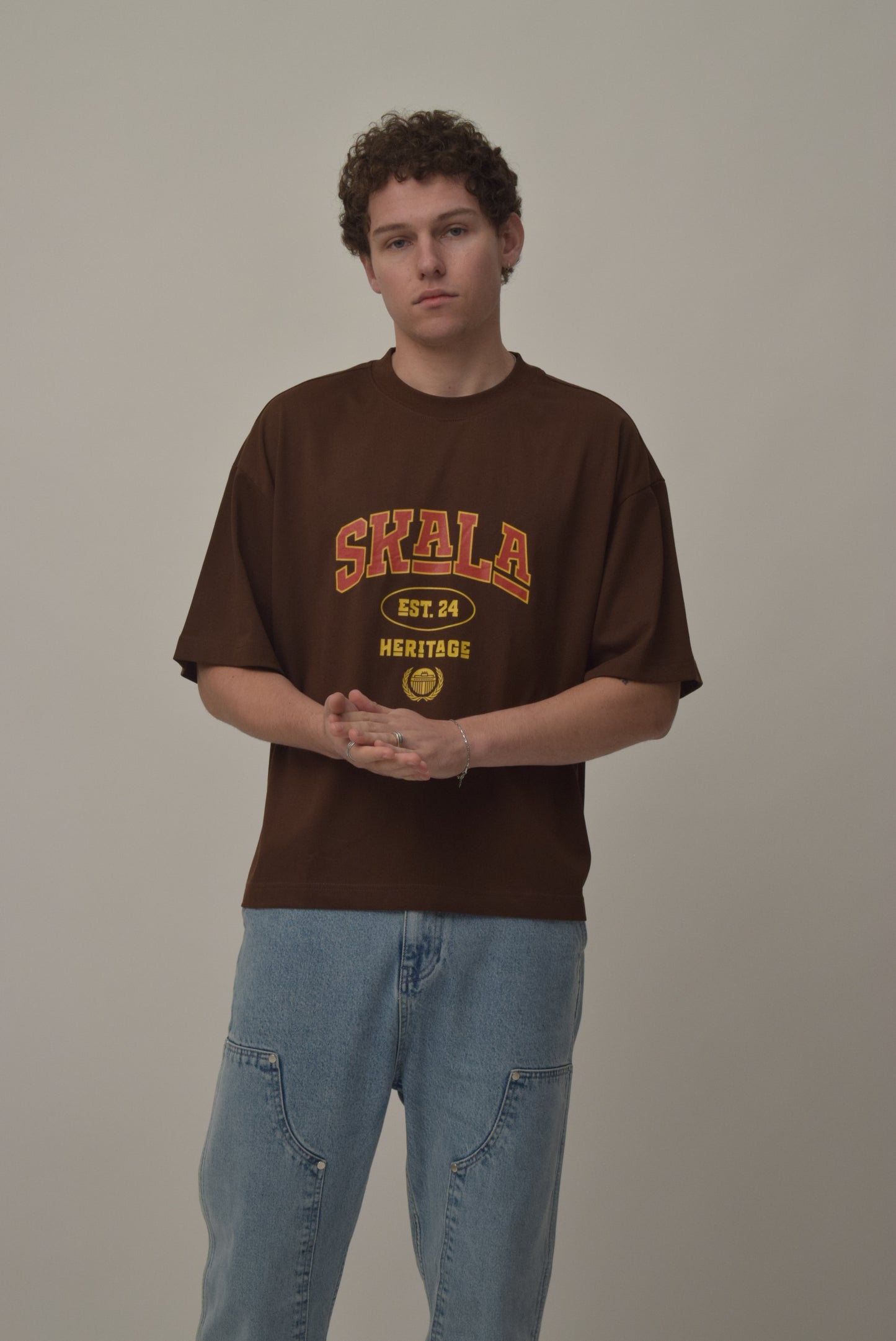 Varsity crop T-Shirt 250 GSM - Mocha Brown