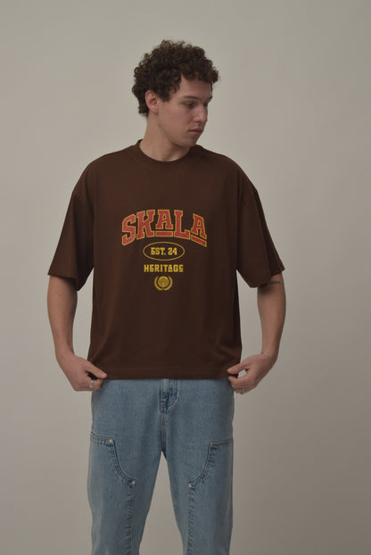 Varsity crop T-Shirt 250 GSM - Mocha Brown