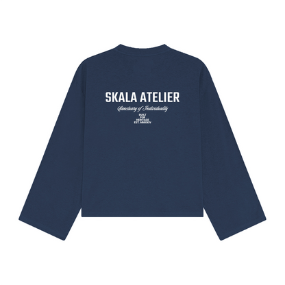 Atelier Long-Sleeve Cropped shirt 305 GSM - Midnight Navy